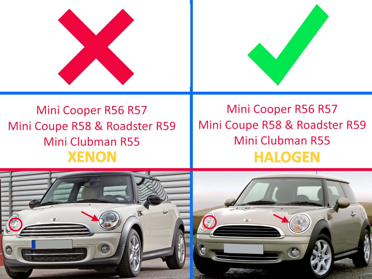 Стъкла за фарове на Mini Cooper R56 R57 MK2 - Halogen