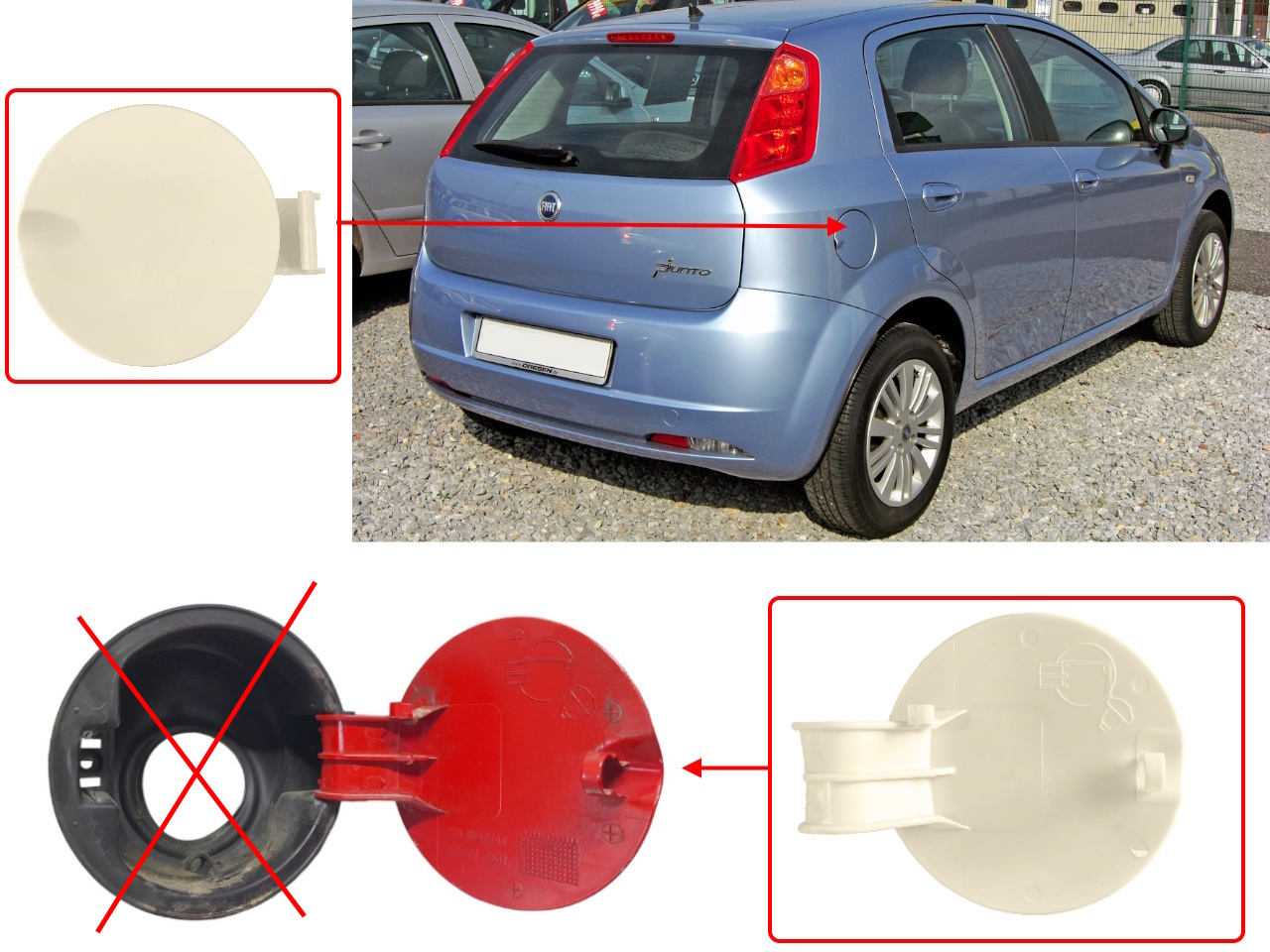 Капачка за резервоар на Fiat Punto Evo 199 Капачка за резервоар на Fiat Punto Evo 199