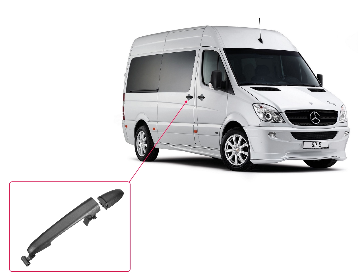 Външна дръжка за плъзгаща (странична) врата за Mercedes Sprinter W906