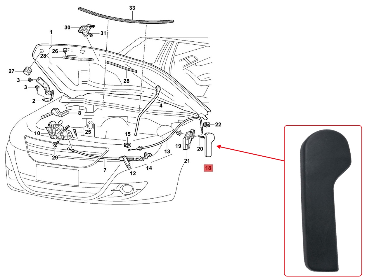 Дръжка за отваряне на преден капак за VW Golf 6 Дръжка за отваряне на преден капак за VW Golf 6